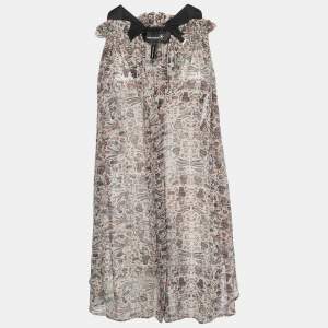 Isabel Marant Grey Printed Chiffon Silk Sleeveless Top S