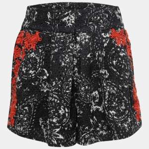 Isabel Marant Black Embroidered Eyelet Cotton High Waist Shorts S