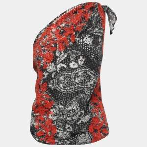 Isabel Marant Black Embroidered Eyelet Cotton One Shoulder Top M