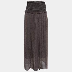 Isabel Marant Multicolor Printed Silk Shirred Waist Maxi Skirt M