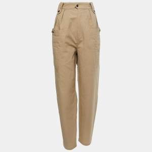 Isabel Marant Beige Cotton High Waist Cargo Pants M Waist 32"