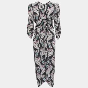 Isabel Marant Mutlicolor Paisley Print Crepe Ruch Detail Asymmetrical Dress M