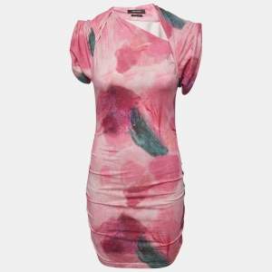 Isabel Marant Pink Tie-Dyed Cotton Ruched Mini Dress S