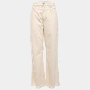 Isabel Marant Cream Denim Frayed Hem Jeans L Waist 32"