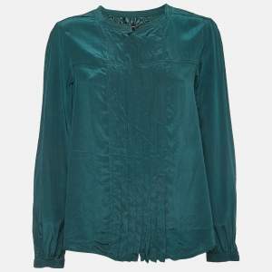 Isabel Marant Dark Green Silk Button Front Blouse L  