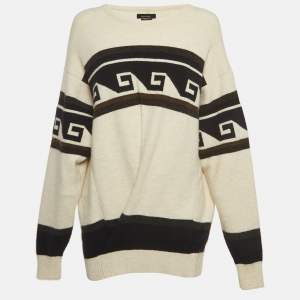 Isabel Marant Cream Patterned Knit Samuel Oversized Sweater S