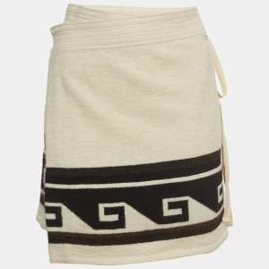 Isabel Marant Cream Patterned Knit Samuel Wrap On Mini Skirt L