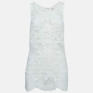Isabel Marant White Patterned Lace Sleeveless Top M