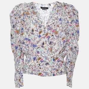Isabel Marant Multicolor Amba Print Stretch Silk Long Sleeve Blouse M