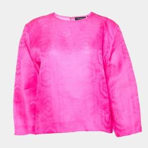 Isabel Marant Fuchsia Pink Floral Silk Jacquard Blouse M