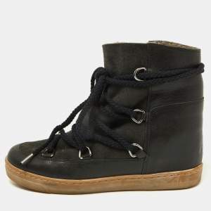 Isabel Marant Black Suede and Leather Nowles Snow Boots Size 39