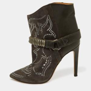 Isabel Marant Brown Suede Studded Pointed Toe Ankle Boots Size 41