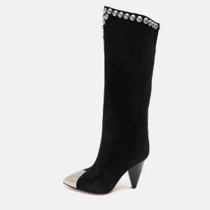 Isabel Marant Black Suede Embellished Knee Length Boots Size 36