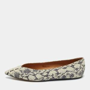 Isabel Marant Grey Python Embossed Leather Ballet Flats Size 39