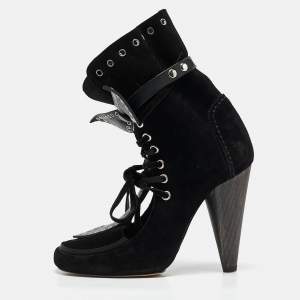 Isabel Marant Black Suede Milla Eyelet Ankle Boots Size 39