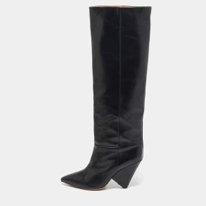 Isabel Marant Black Leather Knee Length Boots Size 41