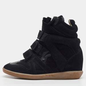 Isabel Marant Black Suede Bekett Wedge Sneakers Size 36