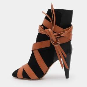 Pre Owned Isabel Marant Black Leather and Suede Mid Calf Boots Size 38