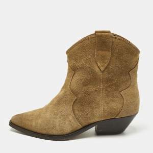 مملوكة مسبقًا Isabel Marant Dicker Size 38 Brown Suede Ankle Length Boots