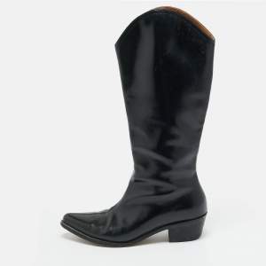 Pre Owned Isabel Marant Size 38 Black Leather Cowboy Knee Length Boots
