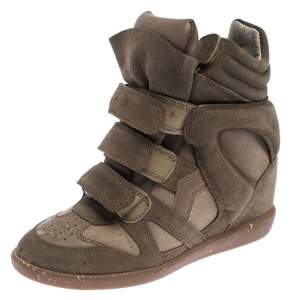 Isabel Marant Beige Suede Bekett Wedge Sneakers Size 37