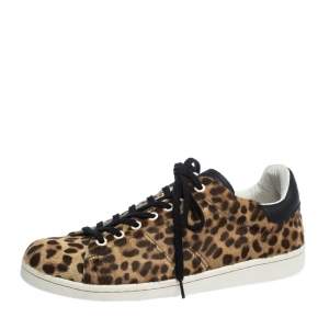 Isabel Marant Brown Leopard Print Calfhair and Leather Low Top Sneakers Size 39