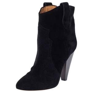 Isabel Marant Black Suede Roxann Ankle Boots Size 38