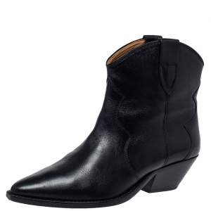 Isabel Marant Black Leather Dewina Ankle Boots Size 39