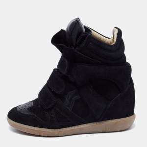 Isabel Marant Black Suede And Leather Bekett High Top Sneakers Size 35