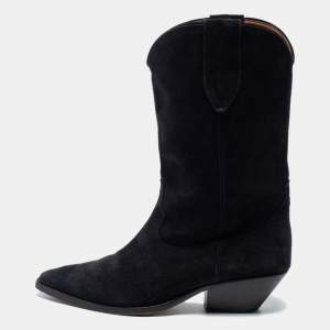 Pre Owned Isabel Marant Black Suede Ankle Boots Size 39