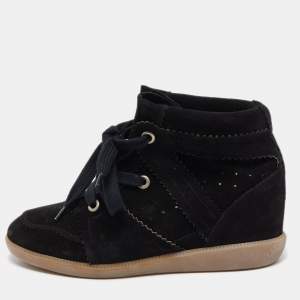 Isabel Marant Black Suede Bobby Wedge Sneakers Size 40