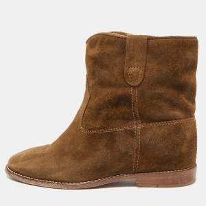 Isabel Marant Brown Suede Dicker Ankle Booties Size 38