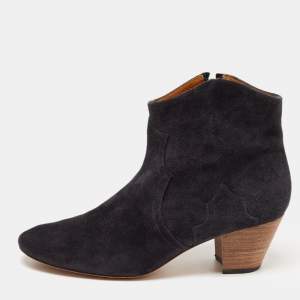 Isabel Marant Black Suede Dicker Ankle Boots Size 40