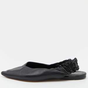 Isabel Marant Black Faux Leather Slingback Flat Sandals Size 39