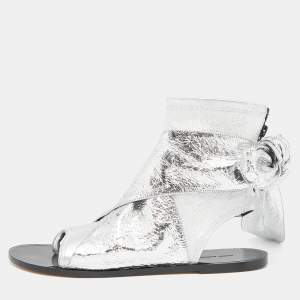 Isabel Marant  Silver Leather Mosley Gladiator Flat Sandals Size 39 