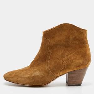 Isabel Marant Brown Suede Dicker Ankle Boots Size 38