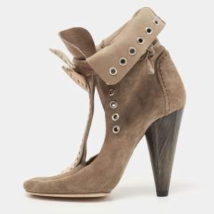 Isabel Marant Grey Suede Milla Eyelet Ankle Boots Size 38