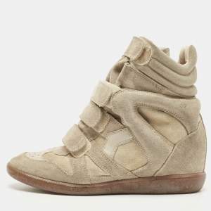 Pre Owned Isabel Marant Grey Suede Bekett Wedge Sneakers Size 39