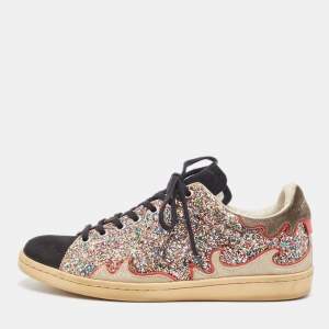 Isabel Marant Multicolor Glitter And Suede Gilly Low Top Sneakers Size 40