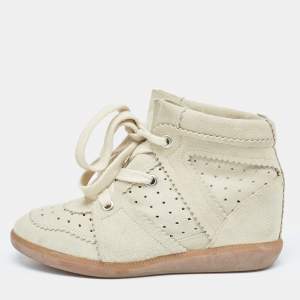 Isabel Marant Grey Suede Bobby Wedge Sneakers Size 38