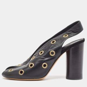 Isabel Marant Black Leather Embellished Slingback Sandals Size 37