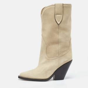 Isabel Marant Beige Suede Mid Calf Boots Size 36