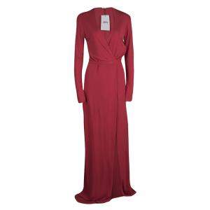 فستان ماكسي عيسى أنتونيا أحمر رمان بوسط مرتفع ملتف M