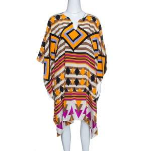 Issa Multicolor Printed Silk Kaftan Tunic ( Free Size )