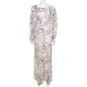 Issa White Butterfly Printed Dolman Sleeve Kaftan Maxi Dress M