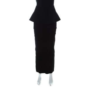 Issa Black Stretch Peplum Maxi Edith Skirt S