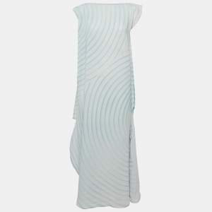 Issey Miyake Light Purple Crepe Silence Pleats Asymmetric Midi Dress S