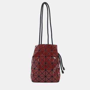 Pre Owned Issey Miyake Red Leather Bao Bao Crossbody Bag