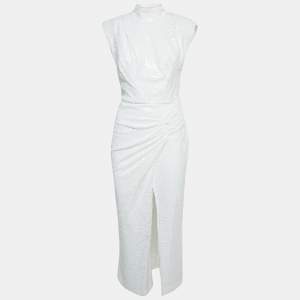 ITMFL White Sequin Draped Sleeveless Long Dress S