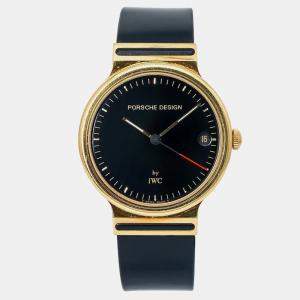 IWC Black 18k Yellow Gold Porsche Design IW3320 Women's Wristwatch 32mm